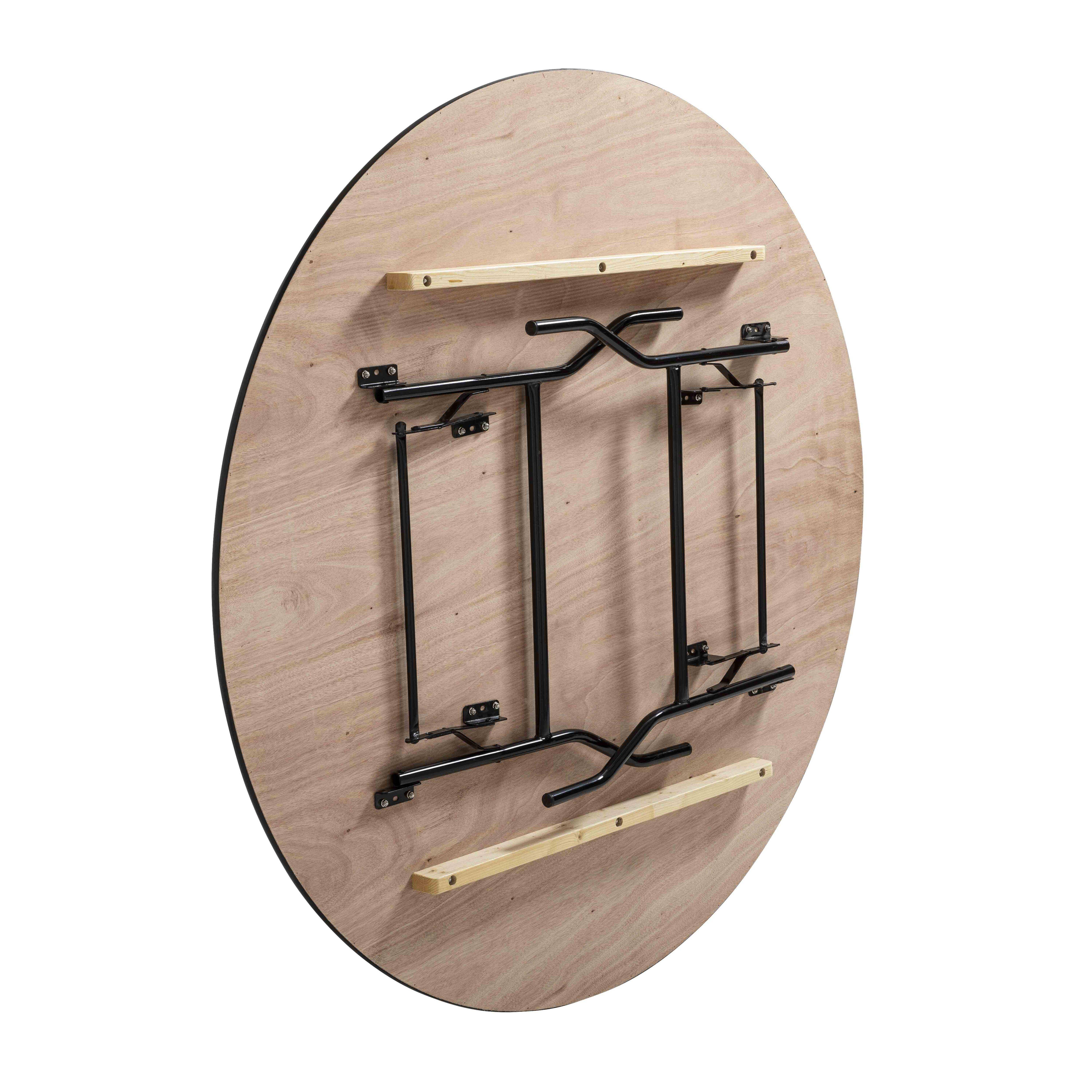 Oviala - Lot de 5 Tables pliantes rondes en bois 170cm 10 places MONOBLOC - Oviala - Imagen 2