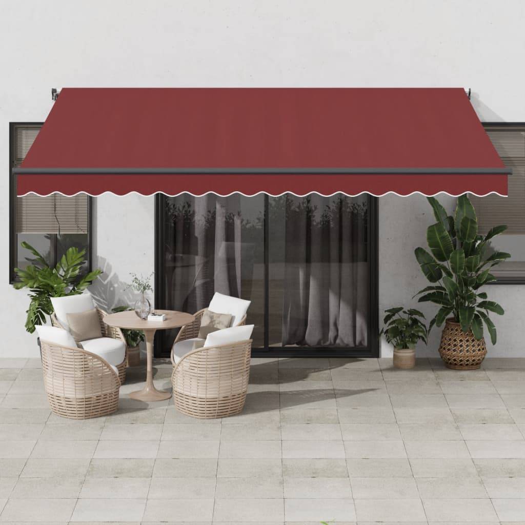 Store banne motorisé avec LED aluminium pour terrasse et patio 450x350 cm bordeaux - ComfortXL Outdoor Living - Image 1