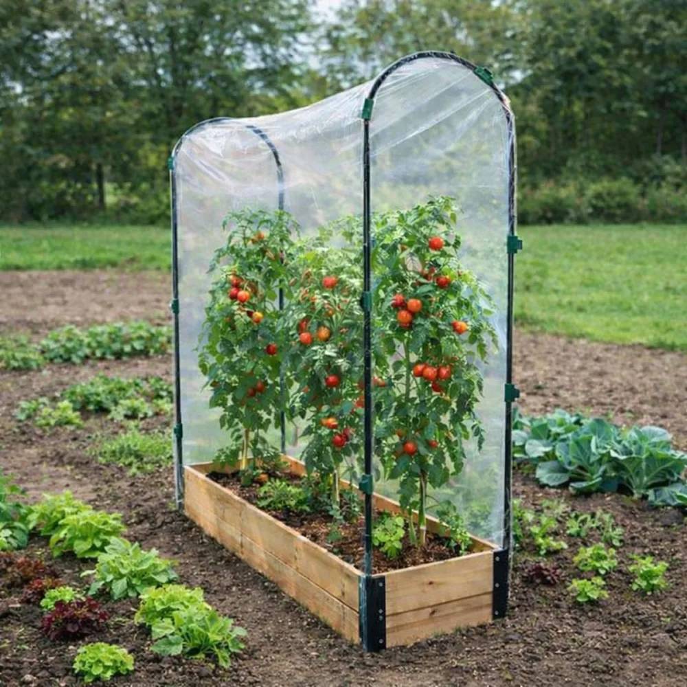 Carré potager tomate en bois de sapin avec housse PVC - 115x30x120cm - Image 1