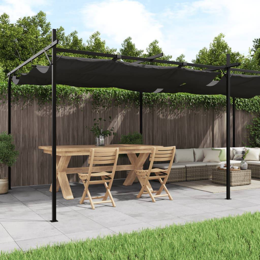 Tonnelle Géante Aluminium Acier Toit Rétractable Anti-UV pour Extérieur Anthracite 589x292 cm – ComfortXL Outdoor Living - Image 1