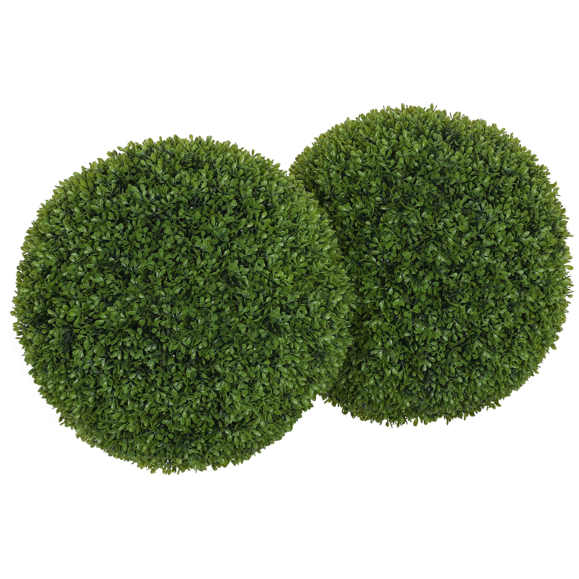 Lot de 2 boules de buis artificielles de 40 cm décoration pour intérieur ou extérieur vert foncé - Image 2