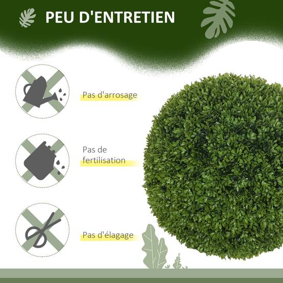 Lot de 2 boules de buis artificielles de 40 cm décoration pour intérieur ou extérieur vert foncé - Image 8