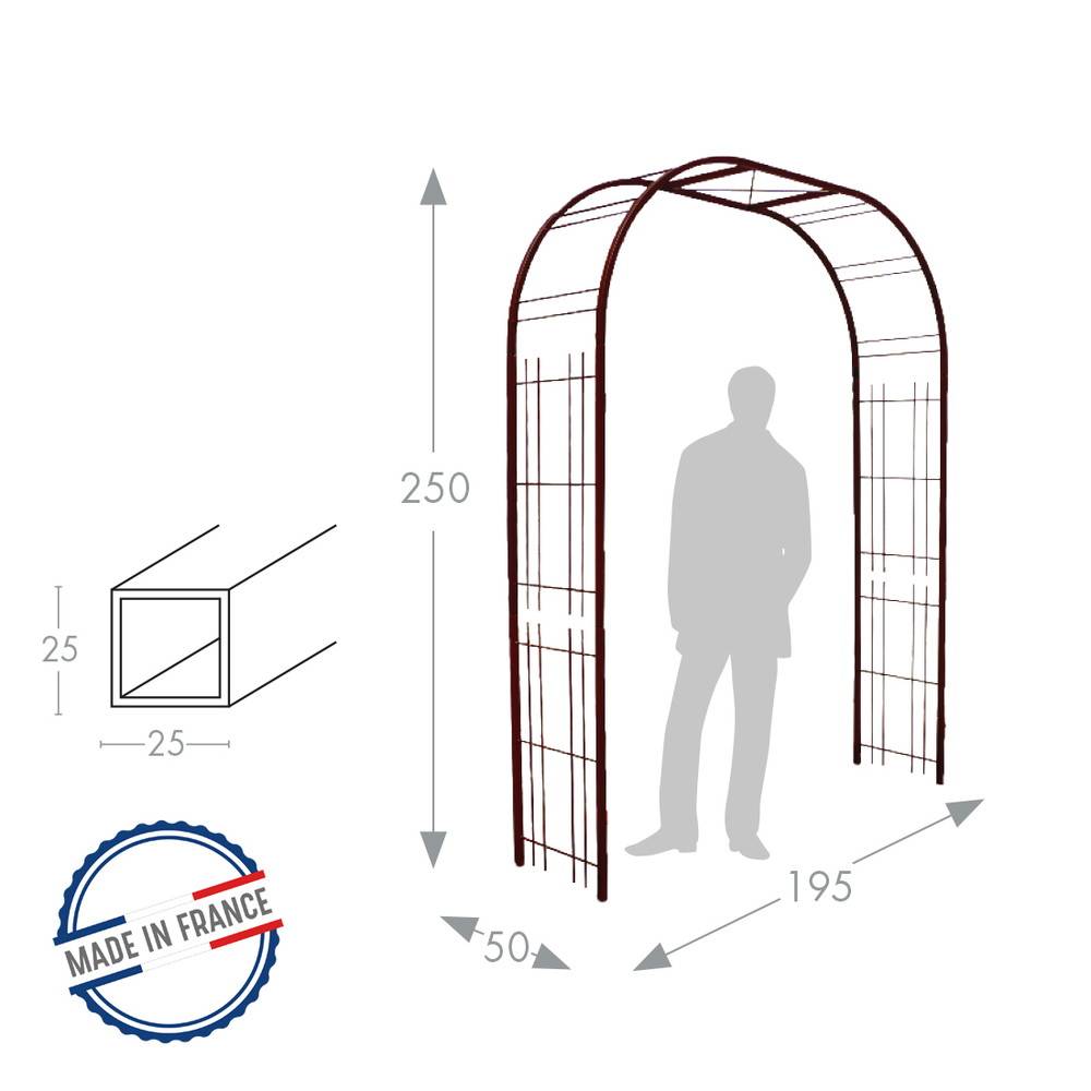 Louis Moulin - Arche premium tube CAR25 treillage fer vieilli - 195x50x250 cm - Acier époxy Louis Moulin - Image 2