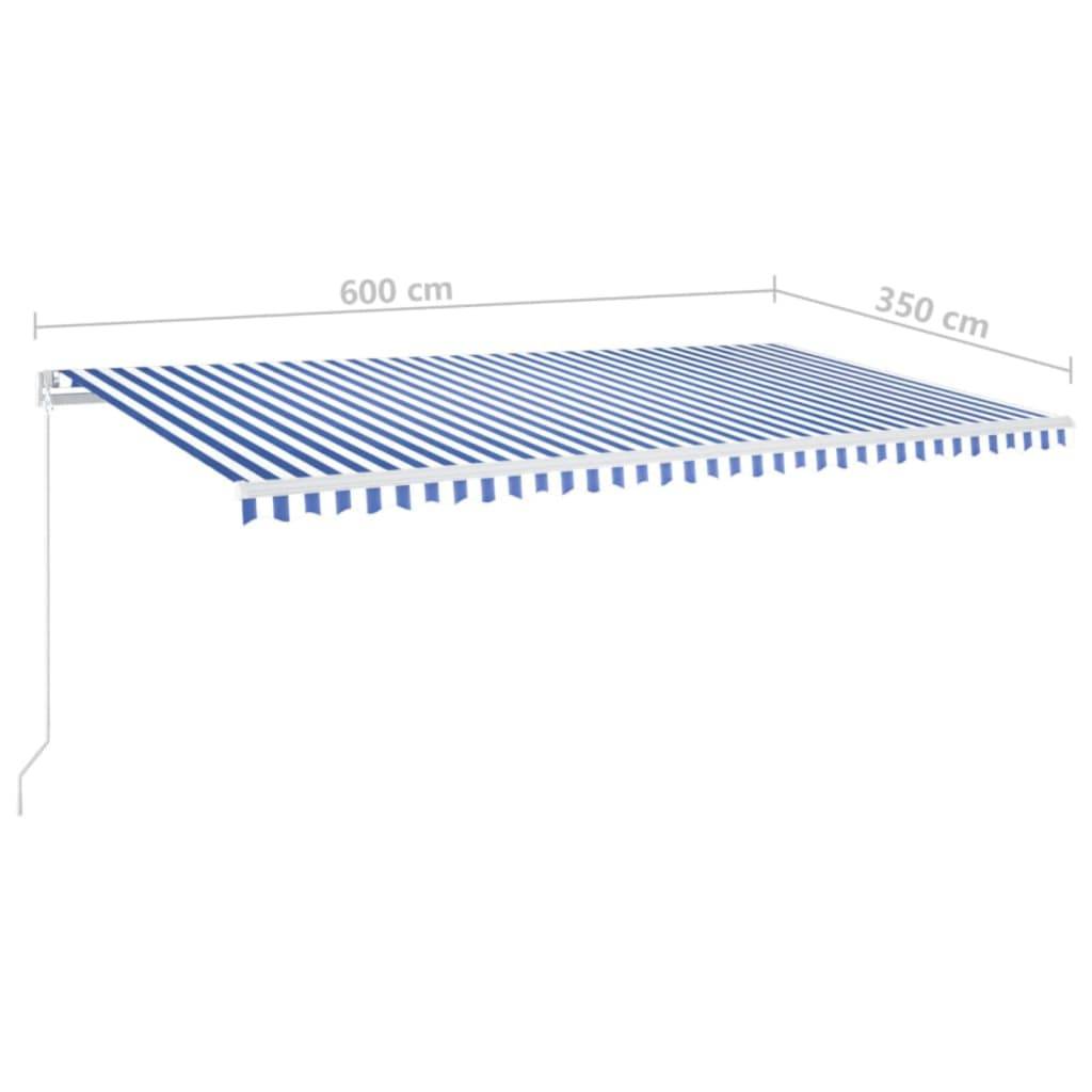Store Banne Géant Manuel avec Éclairage LED pour Grande Terrasse Bleu et Blanc 600x350 cm – ComfortXL Outdoor Living - Image 6