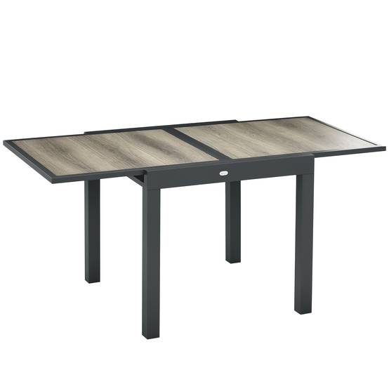 Table de jardin extensible aluminium extérieur 6 places 80/160cm beige - ComfortXL Outdoor Living - Image 1