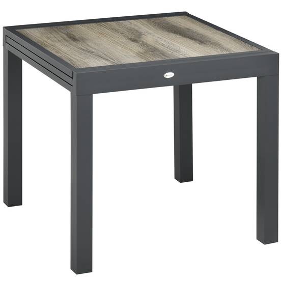 Table de jardin extensible aluminium extérieur 6 places 80/160cm beige - ComfortXL Outdoor Living - Image 2