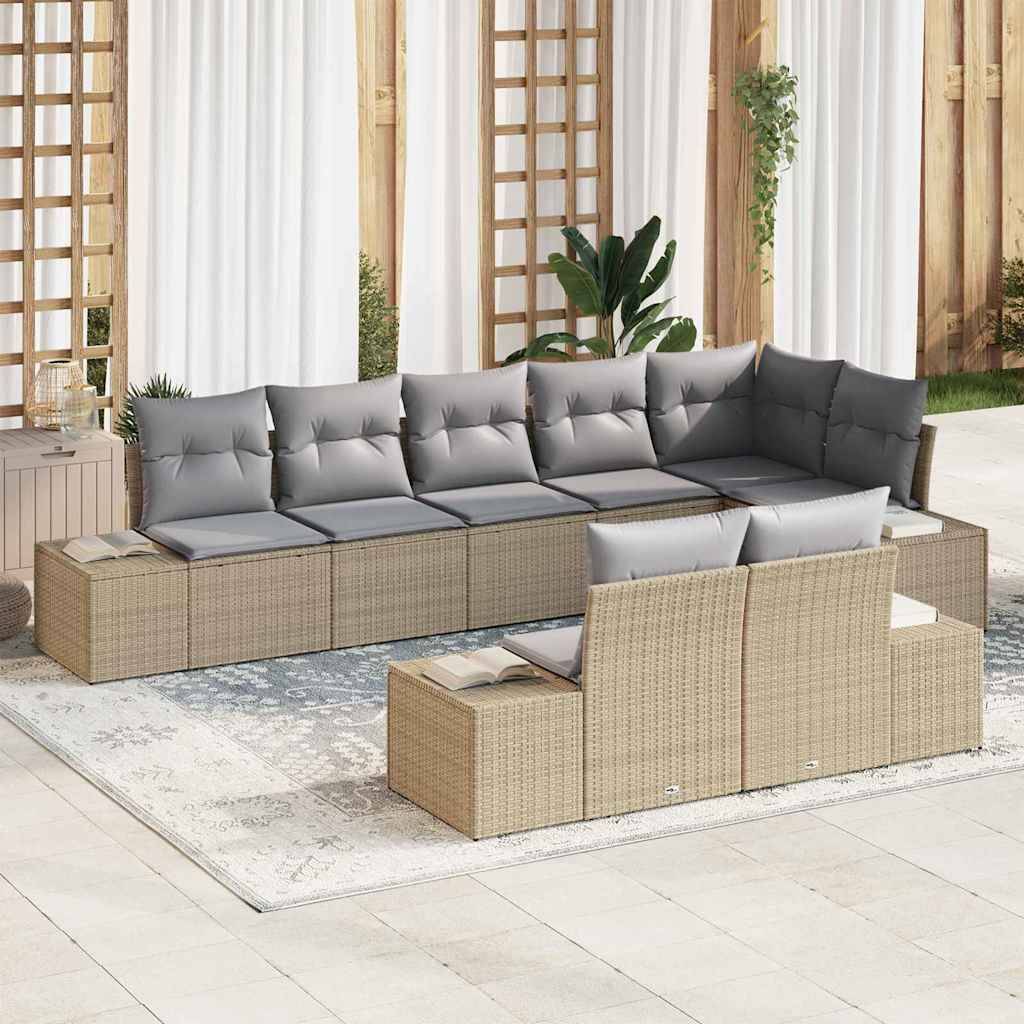 Salon de jardin 8 places bicolore polyrotin modulable pour terrasse Beige et gris – ComfortXL Outdoor Living - Image 1