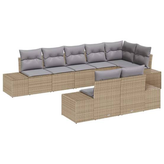 Salon de jardin 8 places bicolore polyrotin modulable pour terrasse Beige et gris – ComfortXL Outdoor Living - Image 2