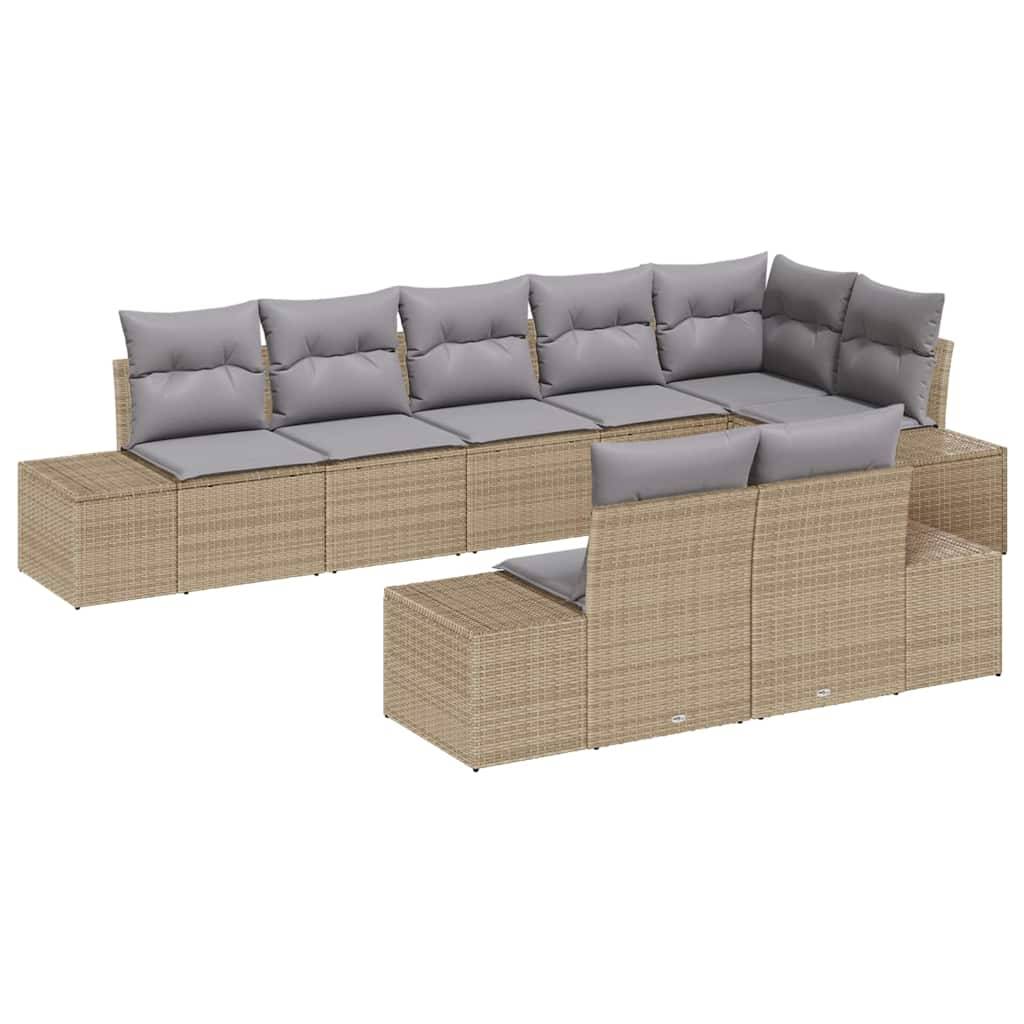 Salon de jardin 8 places bicolore polyrotin modulable pour terrasse Beige et gris – ComfortXL Outdoor Living - Image 2