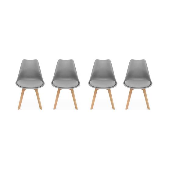 sweeek - Lot de 4 chaises scandinaves. pieds bois de hêtre. chaises 1 place. gris | sweeek - Image 2