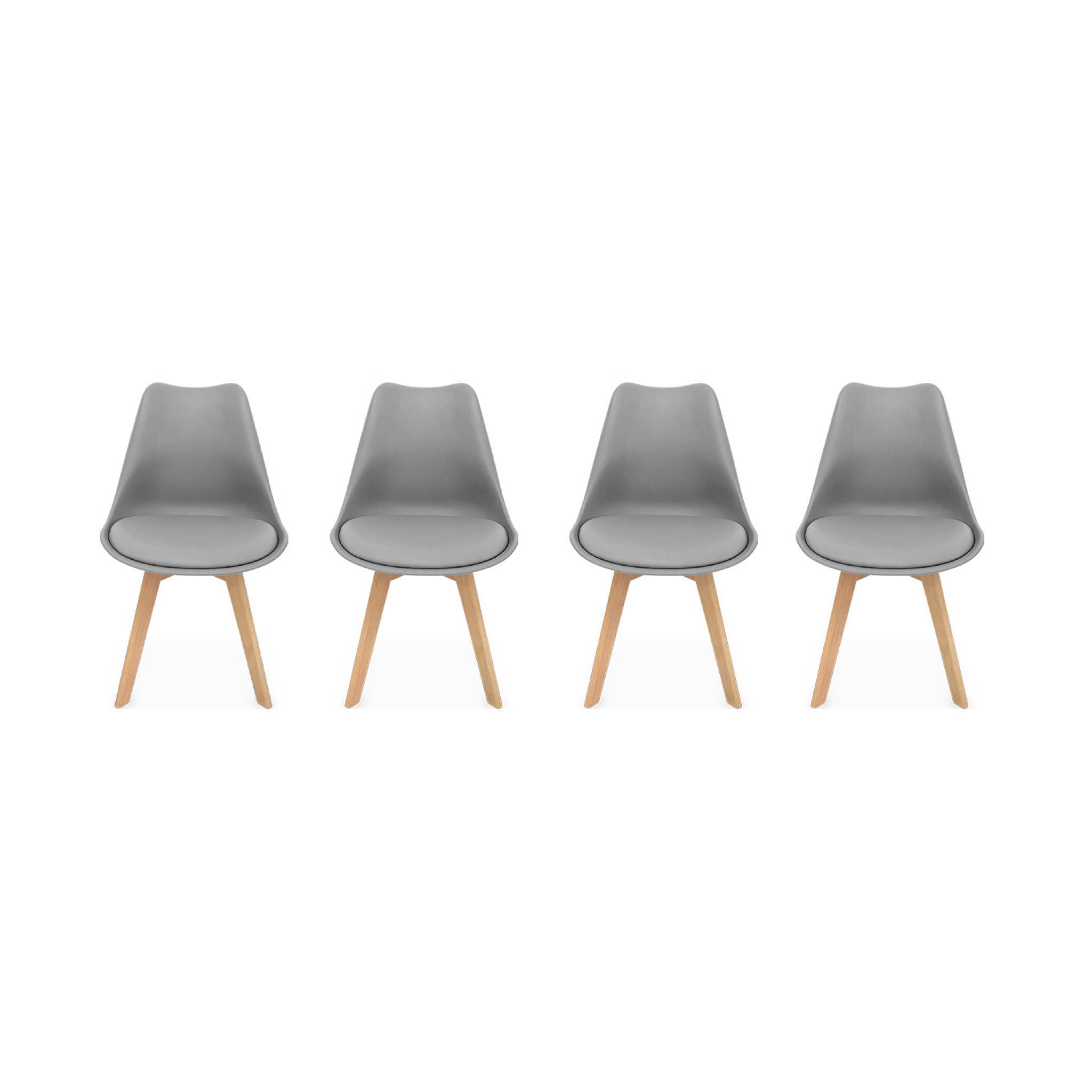 sweeek - Lot de 4 chaises scandinaves. pieds bois de hêtre. chaises 1 place. gris | sweeek - Image 2