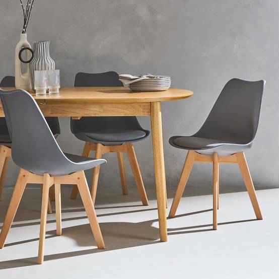 sweeek - Lot de 4 chaises scandinaves. pieds bois de hêtre. chaises 1 place. gris | sweeek - Image 1