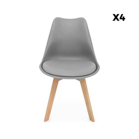 sweeek - Lot de 4 chaises scandinaves. pieds bois de hêtre. chaises 1 place. gris | sweeek - Image 5