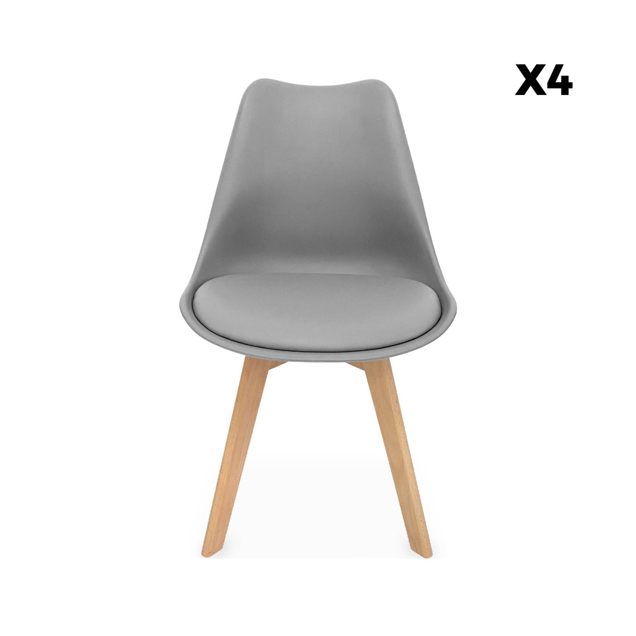 sweeek - Lot de 4 chaises scandinaves. pieds bois de hêtre. chaises 1 place. gris | sweeek - Image 5