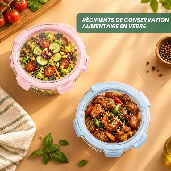 Lot de 4 Boîtes en Verre Borosilicate 710ml avec Couvercle Étanche - Image 6
