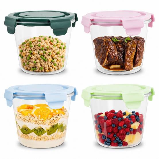 Lot de 4 Boîtes en Verre Borosilicate 710ml avec Couvercle Étanche - Image 1