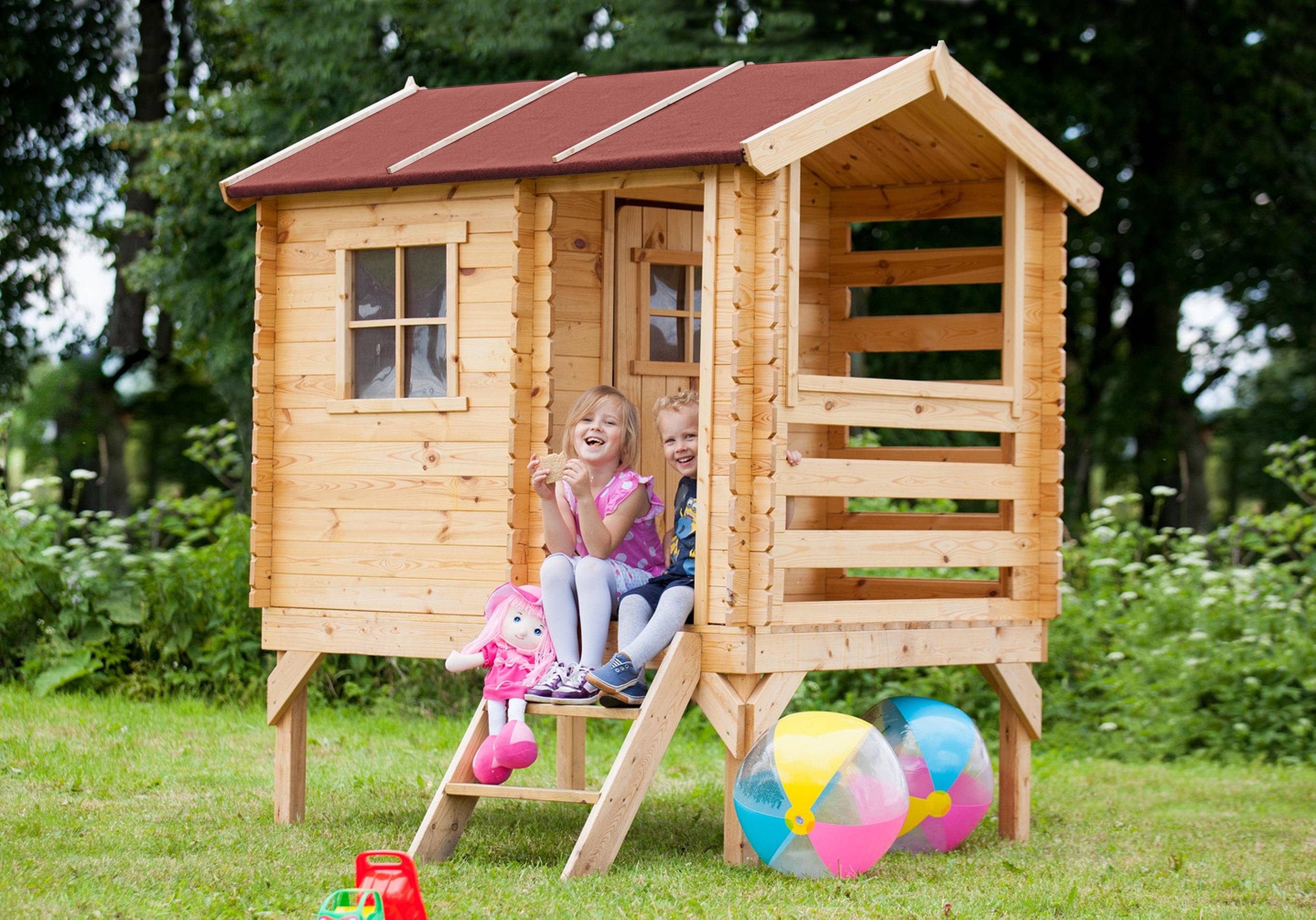 Timbela - Maison en bois pour enfants 182x146xH205 cm / 1.1 m² - Maison jardin enfant exterieur bois - 19 mm d’épaisseur - Timbela M501B - Imagen 1