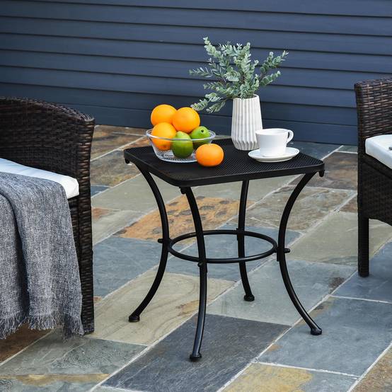 Sans Marque - Table appoint jardin 45x45x50 cm rectangulaire intempéries maille balcon métal noire - Image 4