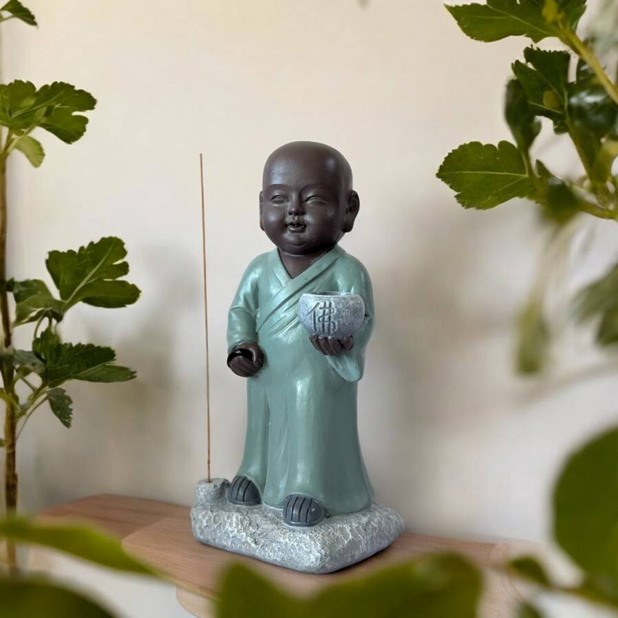Zen Light - Statue Bouddha Porte-Encens Aumone-Création authentique-magnifique figurine porte-bonheur- idée cadeau-H22cm–Zen'Light - Image 7