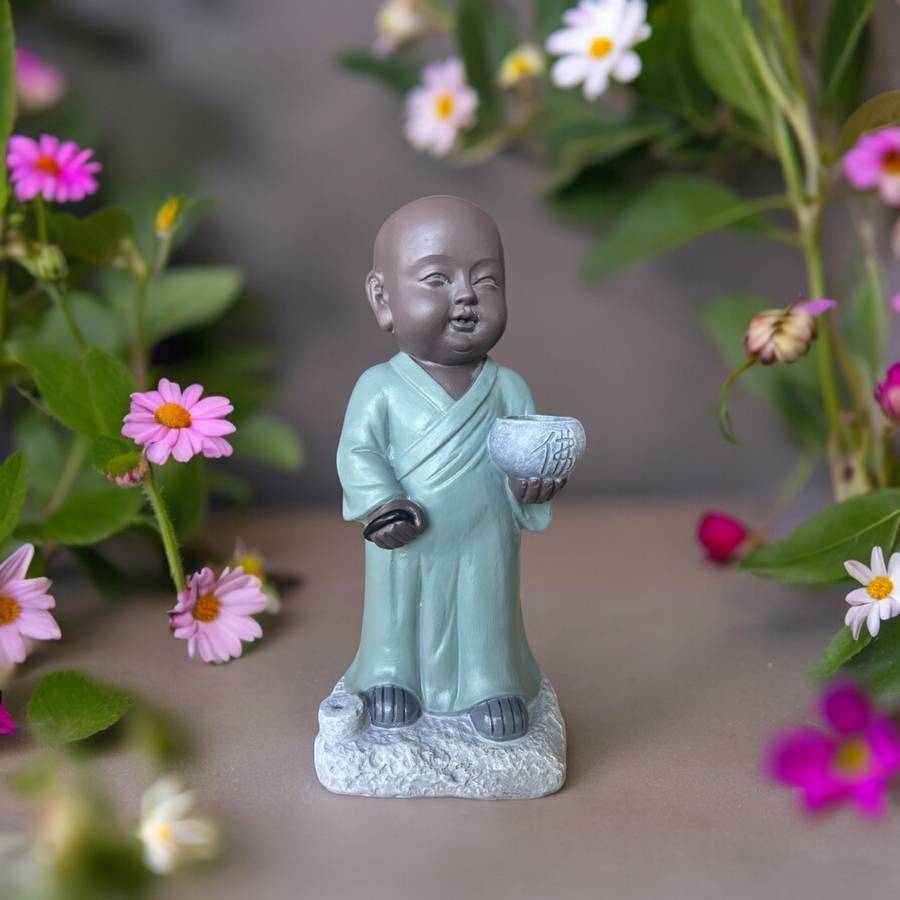 Zen Light - Statue Bouddha Porte-Encens Aumone-Création authentique-magnifique figurine porte-bonheur- idée cadeau-H22cm–Zen'Light