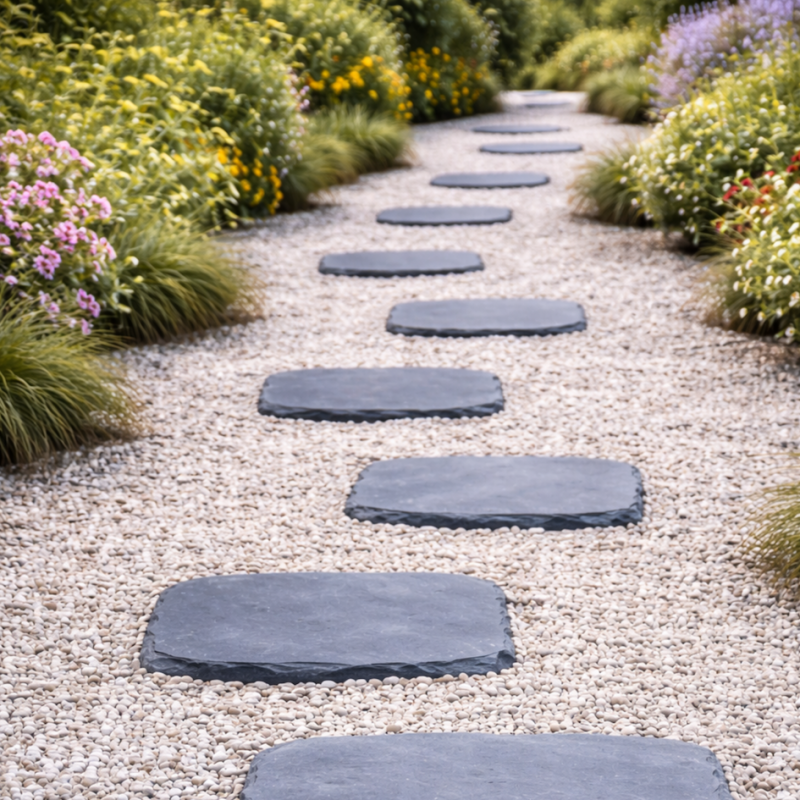 Jardinex - Pas japonais pierre bleue 43 x 32 x 3,5 cm - Gris bleu  (Lot de 3) - Jardinex - Imagen 3
