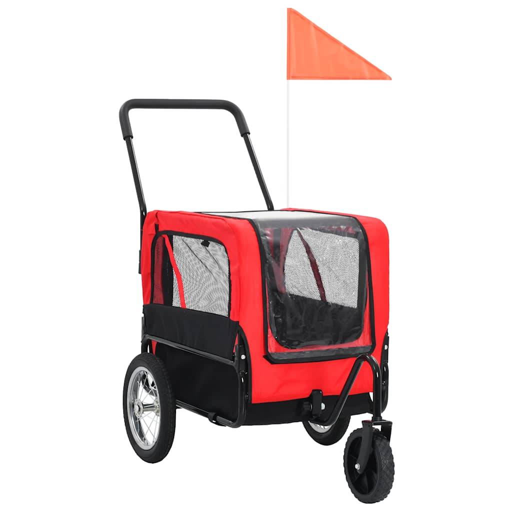 Vidaxl - Remorque de vélo pour chiens et poussette 2-en-1 rouge et noir vidaXL 91762 - Imagen 1