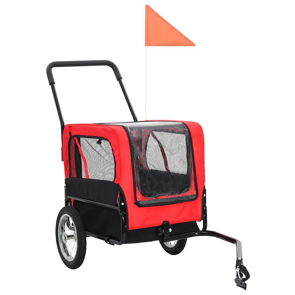 Vidaxl - Remorque de vélo pour chiens et poussette 2-en-1 rouge et noir vidaXL 91762 - Imagen 8