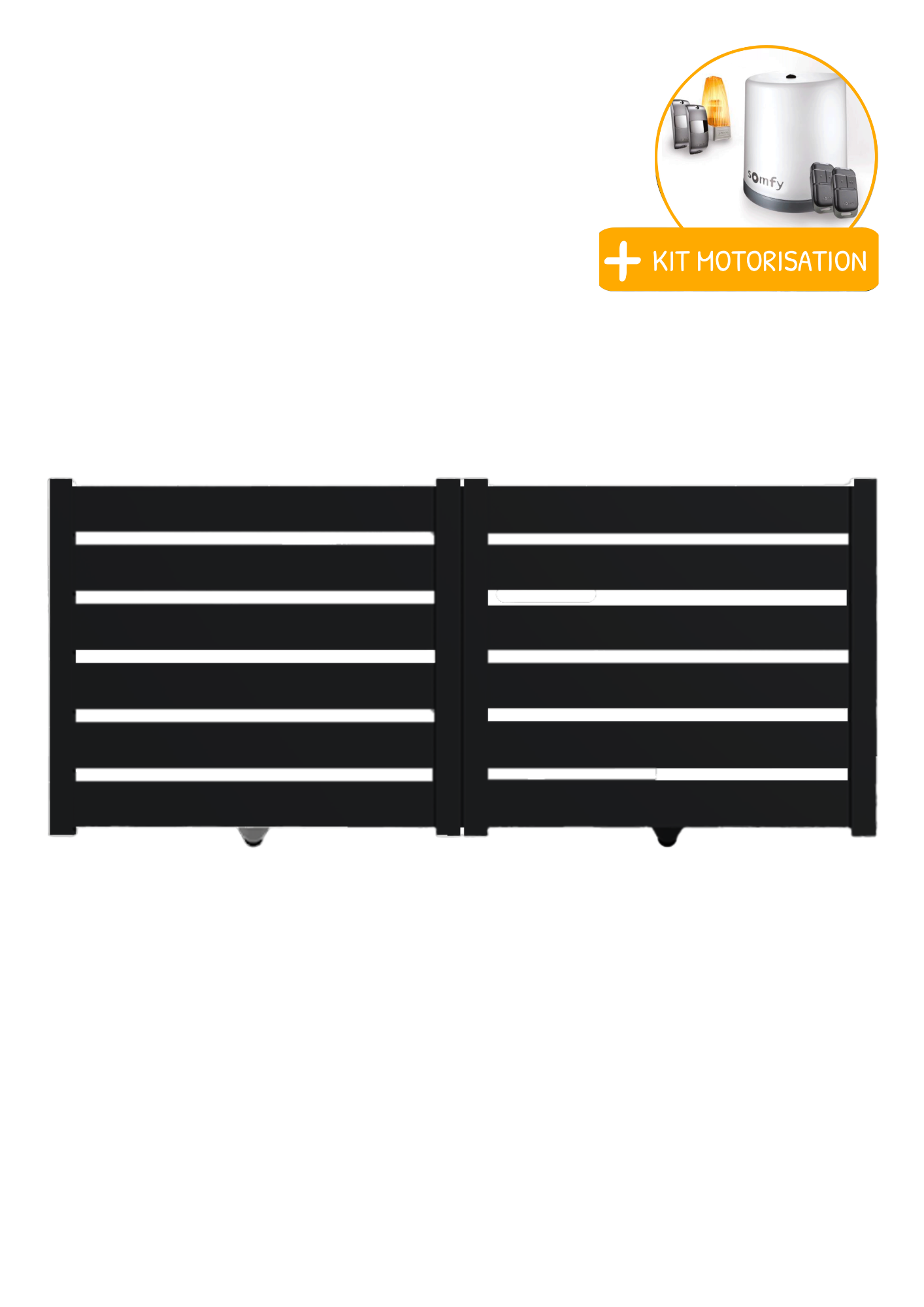 Portail Packit - Portail alu coulissant SAH en kit +MOT dim. L.3500 (entre piliers) X H.1500 mm  Noir (RAL 9005)