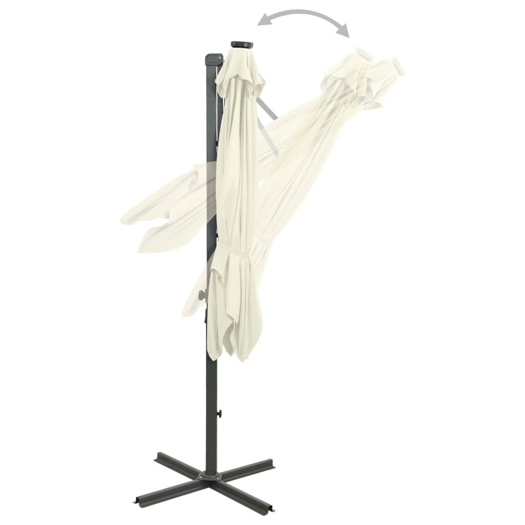 Helloshop26 - Parasol meuble de jardin déporté avec mât et lumières led 300 cm sable - Imagen 6