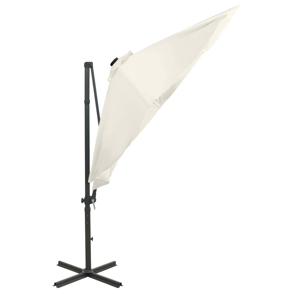 Helloshop26 - Parasol meuble de jardin déporté avec mât et lumières led 300 cm sable - Imagen 5