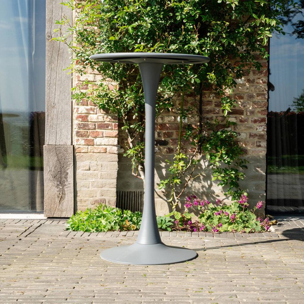 Table haute ronde de jardin en acier Gris ANDREA