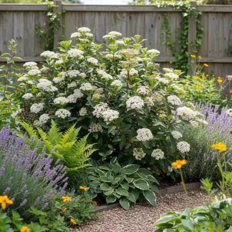 Viorne, Laurier Tin Giganteum, Viburnum à fleurs Blanche - feuillage Persistant - Pot de 4L - 40/60 cm-  hauteur à maturité De 1,50 m à 2,00 m - Image 4