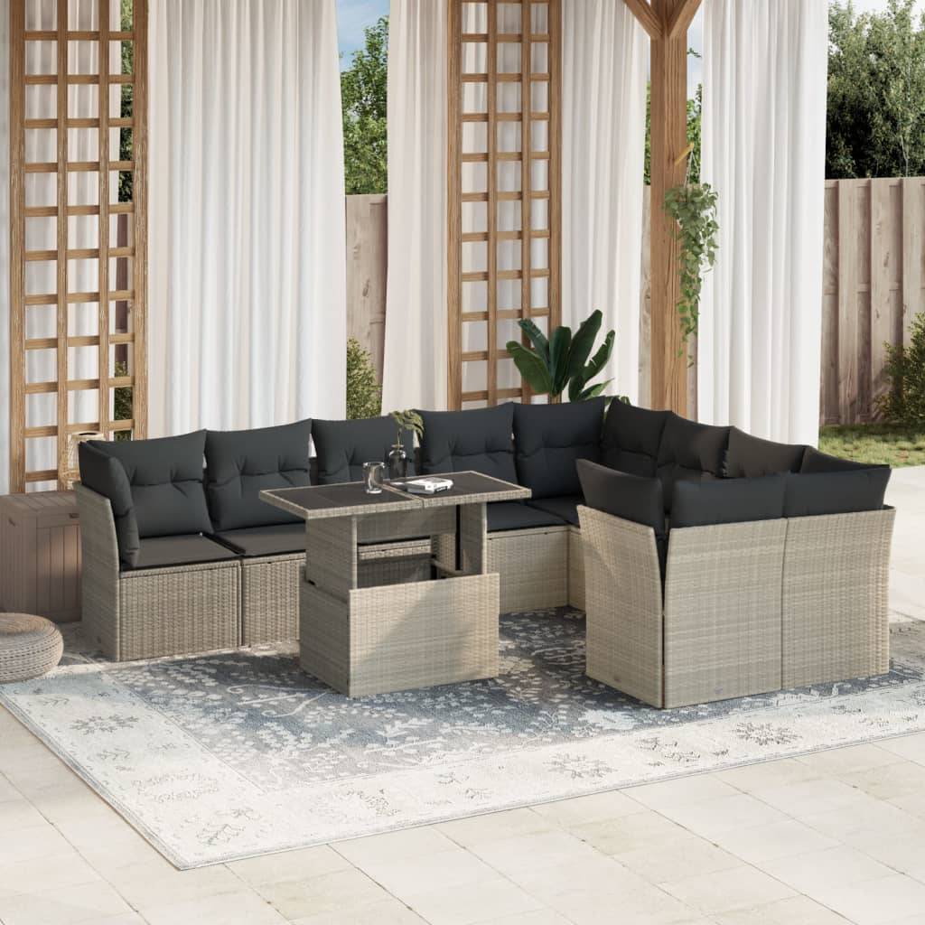ComfortXL - Salon de jardin modulable 10 places résine tressée table haute et basse gris clair – ComfortXL Outdoor Living - Image 1