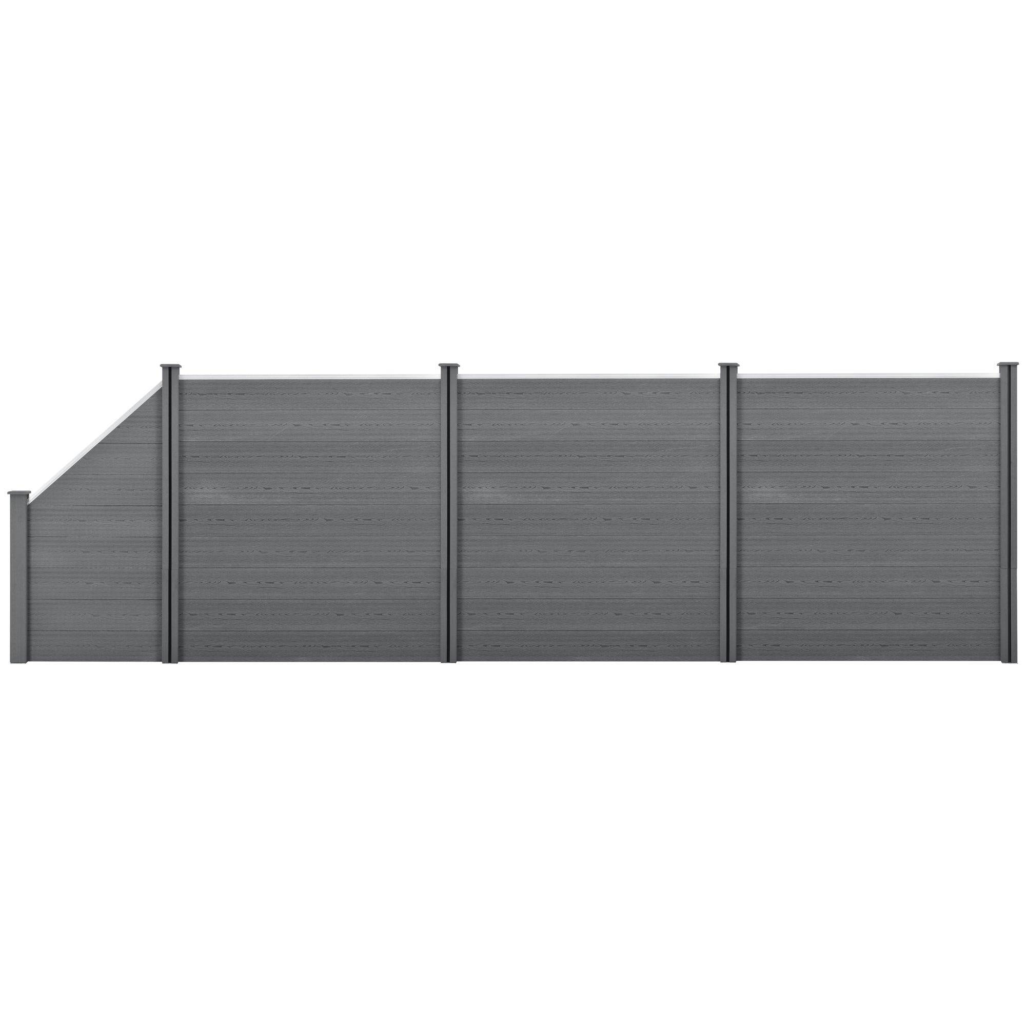Helloshop26 - Clôture brise vue brise vent bois composite (WPC) quadratique et oblique 183 x 625 cm gris - Imagen 1