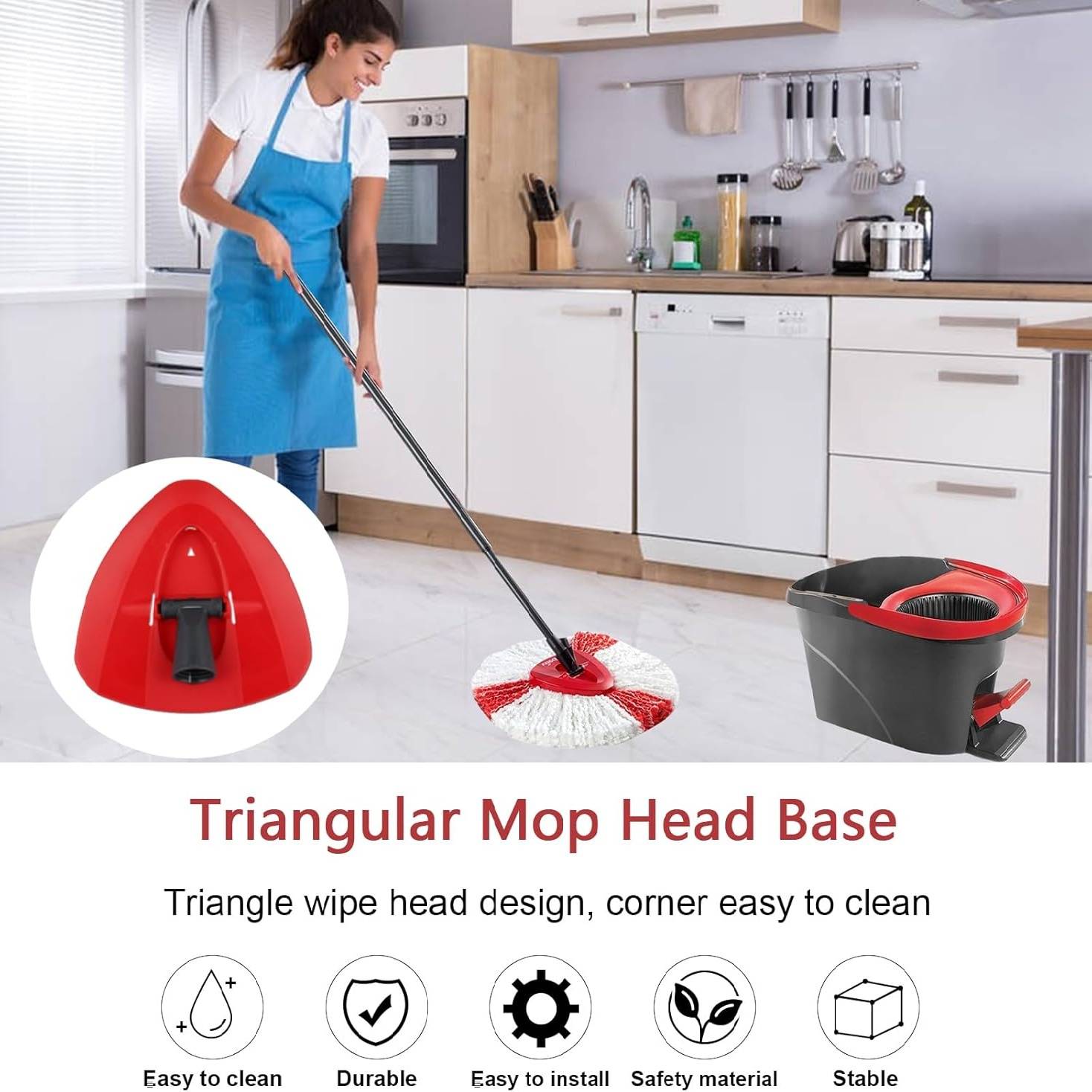 Tête de Base de Remplacement Rouge Compatible avec Accessoires Mop VI-Leda - -IntiMeg - Image 6