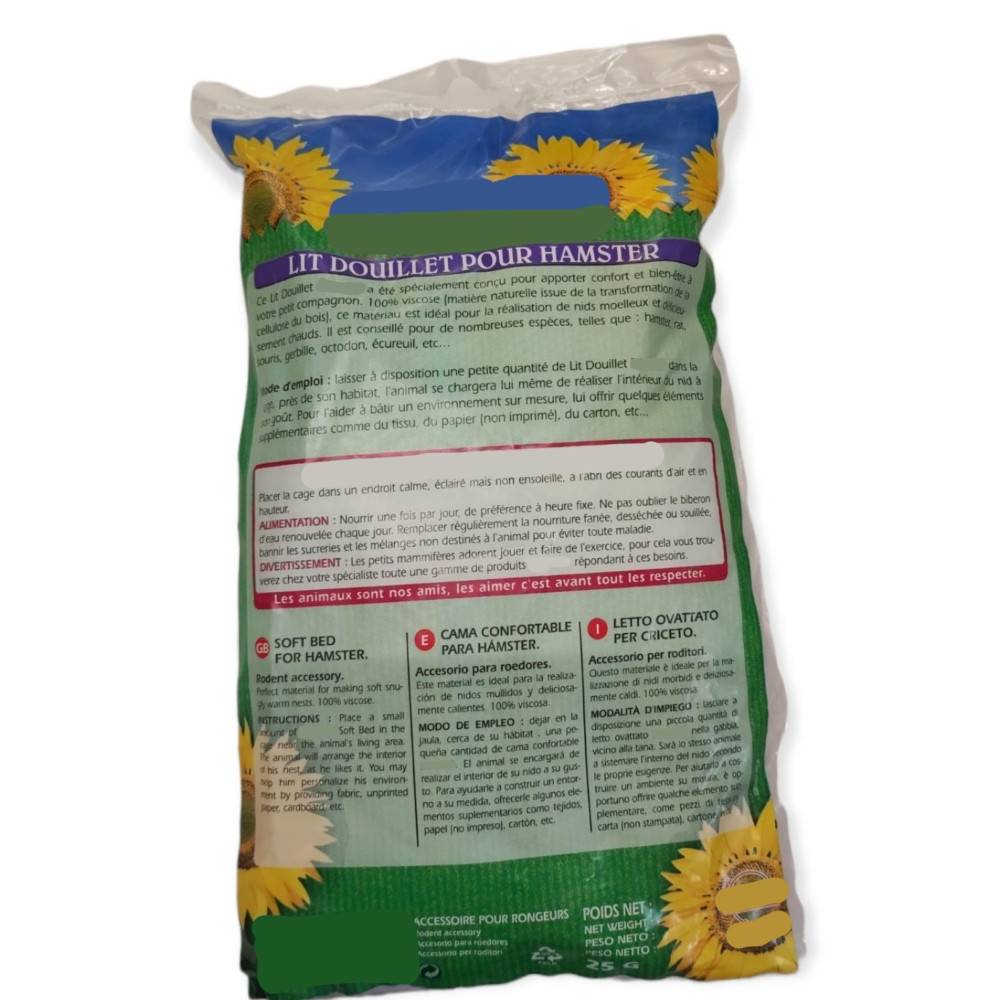 Lit douillet pour hamster sachet de 25 gr, couleur blanc - Imagen 2