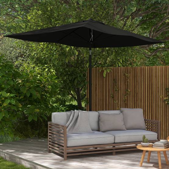 Parasol rectangulaire inclinable 2 x 3 m avec manivelle polyester - 290x200x248cm Aluminium Noir fr349 - Image 3