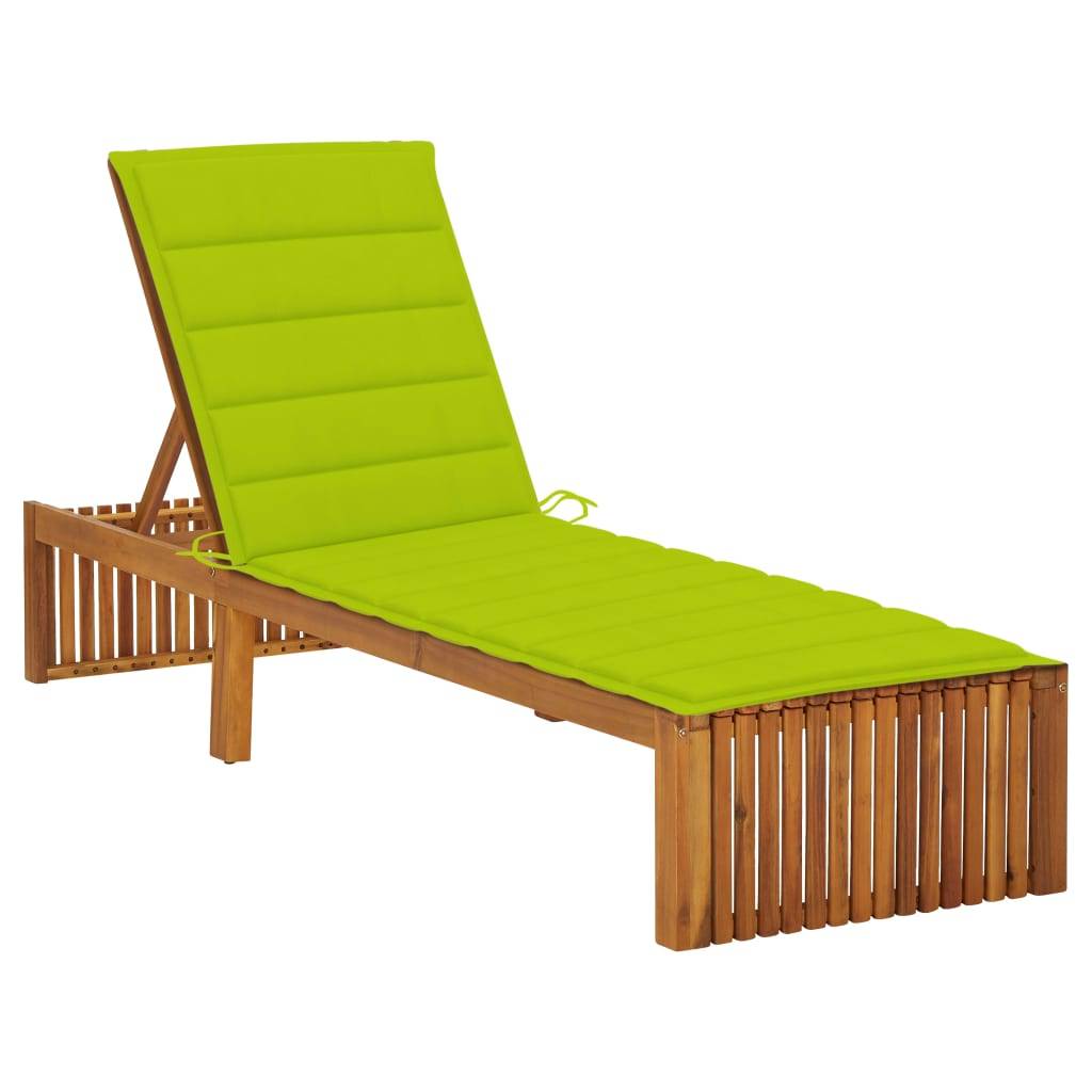 Helloshop26 - Transat chaise longue bain de soleil lit de jardin terrasse meuble d'extérieur 200 cm avec coussin bois d'acacia solide - Imagen 1