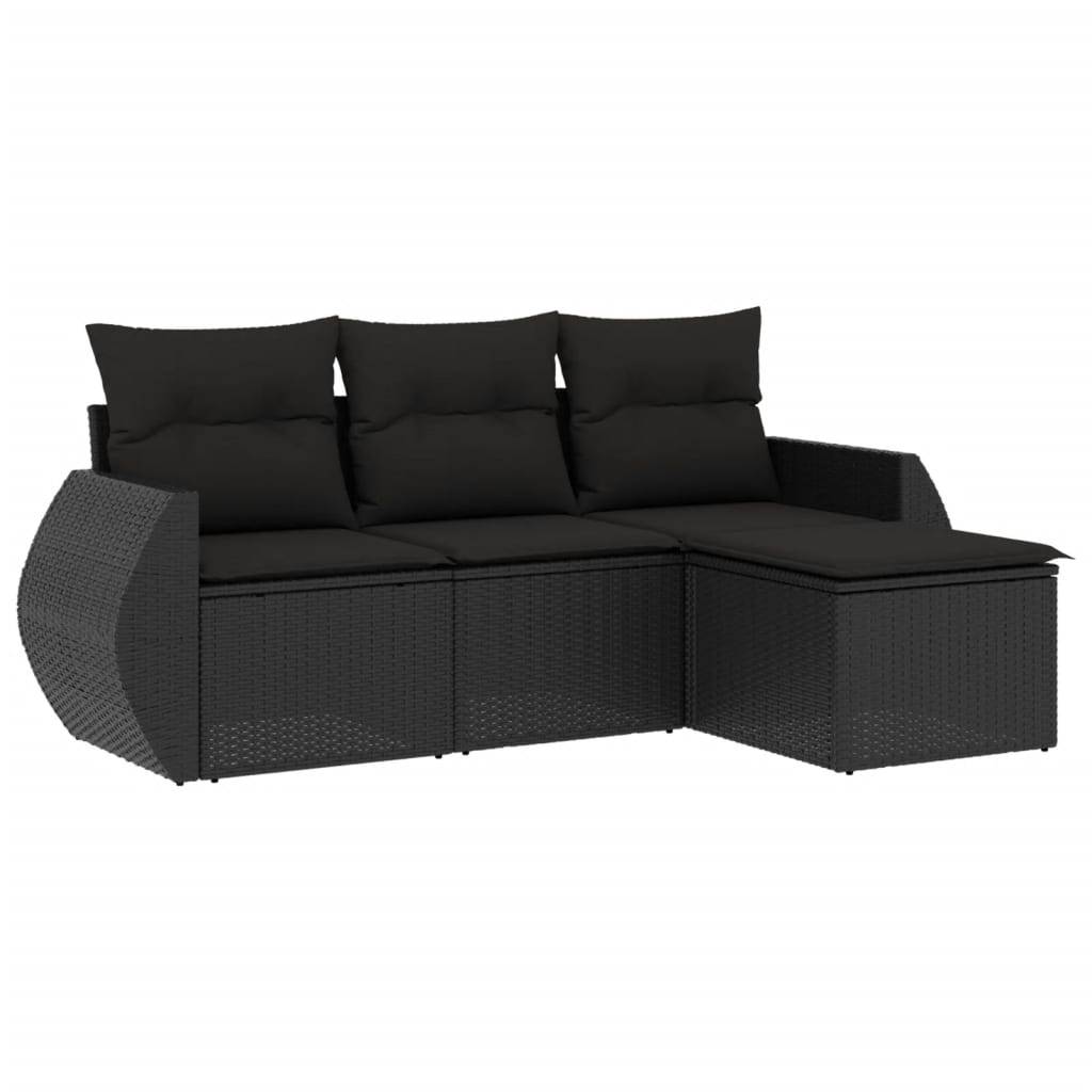 Salon de jardin 4 places résine tressée modulable avec coffre de rangement et pouf Noir – ComfortXL Outdoor Living - Image 2