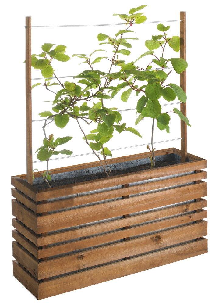Jardipolys - Bac treillis bois autoclave LIGN Z en pin - 110 L - 100 x 50 cm - teinté marron Jardipolys - Image 1