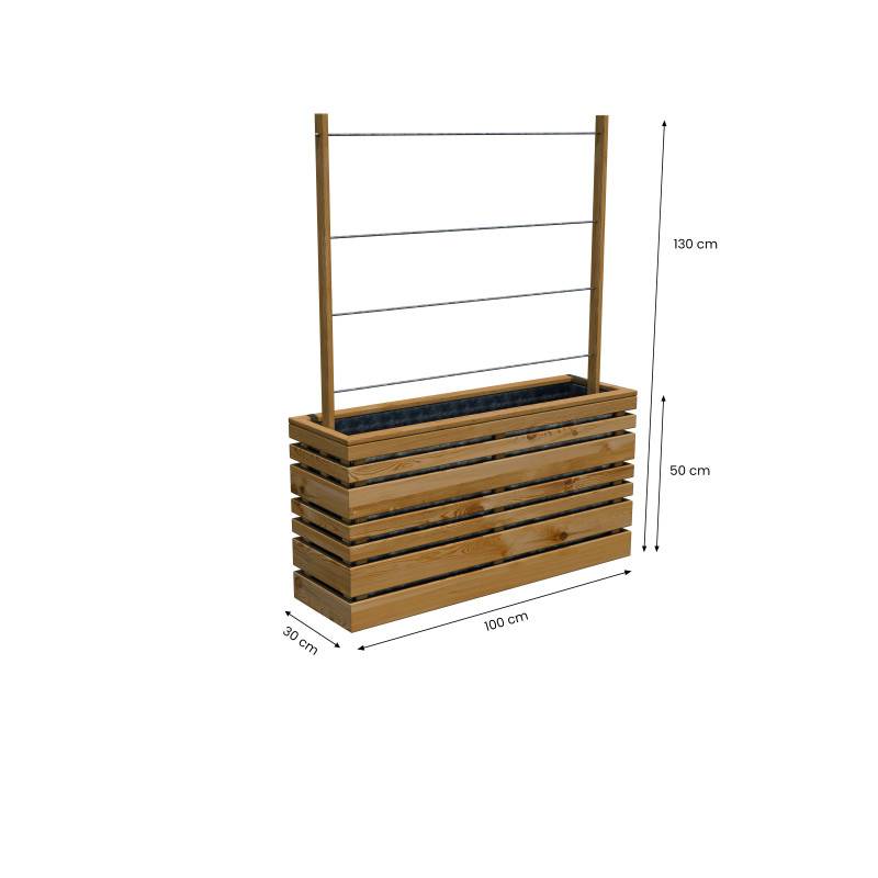 Jardipolys - Bac treillis bois autoclave LIGN Z en pin - 110 L - 100 x 50 cm - teinté marron Jardipolys - Image 5