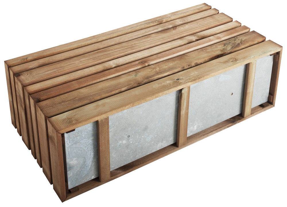 Jardipolys - Bac treillis bois autoclave LIGN Z en pin - 110 L - 100 x 50 cm - teinté marron Jardipolys - Image 2