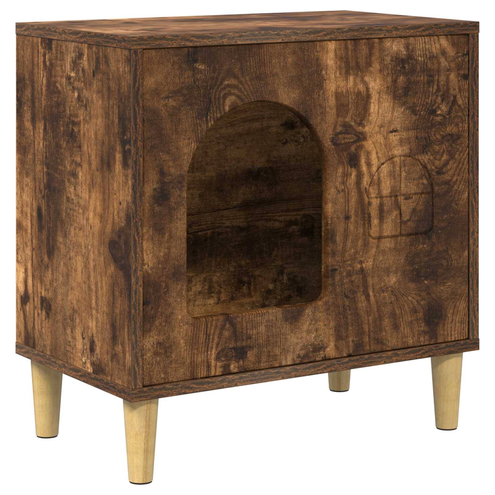 Abri Chat Intérieur Chêne Fumé Brun 52cm pour Chat Sombre Calme Sûr - ComfortXL Outdoor Living - Image 2