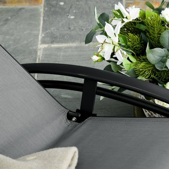Chaise Longue Aluminium Inclinable 5 Positions avec Appui-Tête Amovible, Textilène, Jardin/Terrasse/Balcon, 171 x 64 x 82 cm, Gris - Image 10