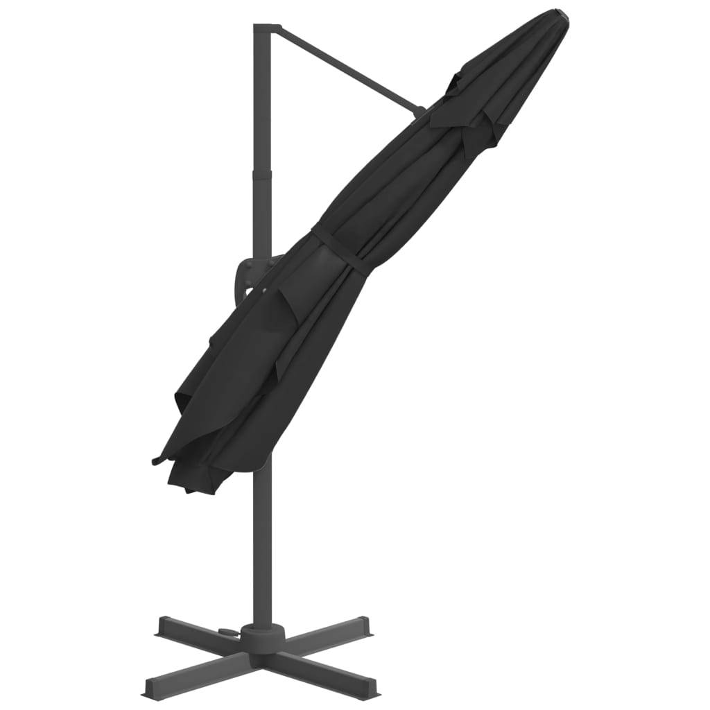 Helloshop26 - Parasol meuble de jardin déporté avec mât en aluminium 300 x 300 cm noir - Imagen 4