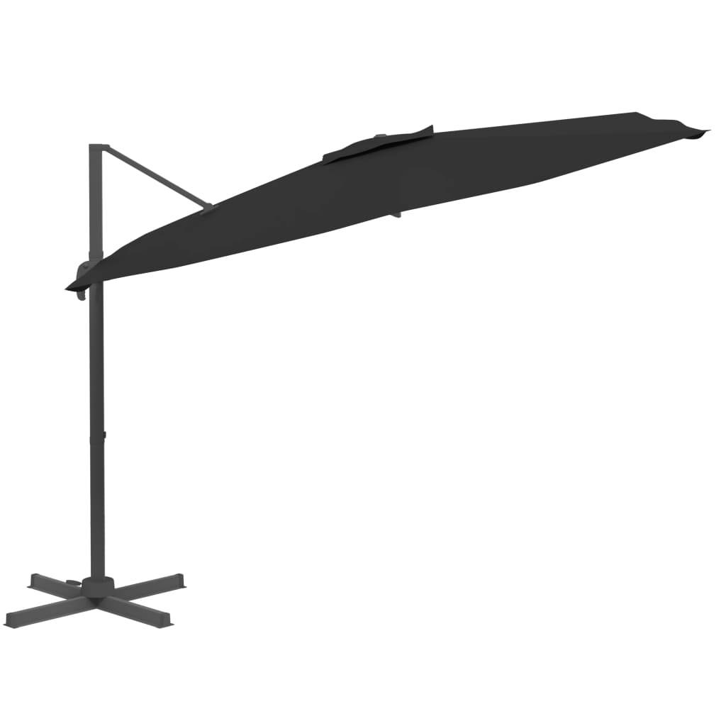 Helloshop26 - Parasol meuble de jardin déporté avec mât en aluminium 300 x 300 cm noir - Imagen 2