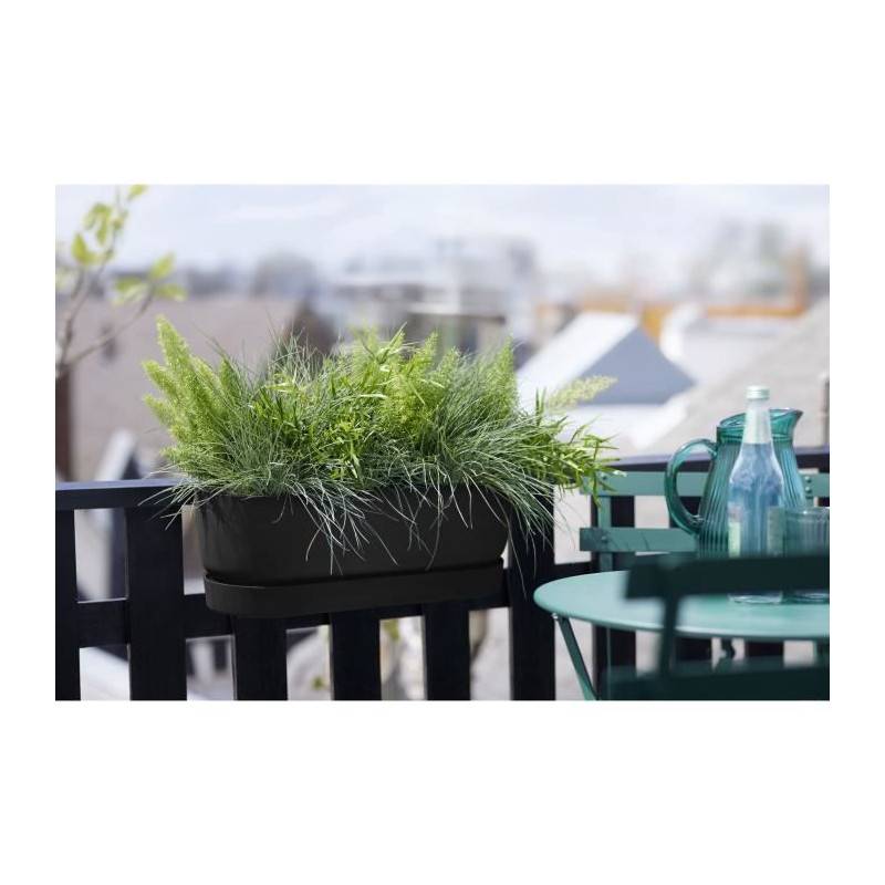 Elho - Elho - Pot De Fleurs  -  Greenville Easy Balcony 52 - Living Noir - Balcon - L 21.2 X W 52 X H 19.4 Cm - Imagen 2