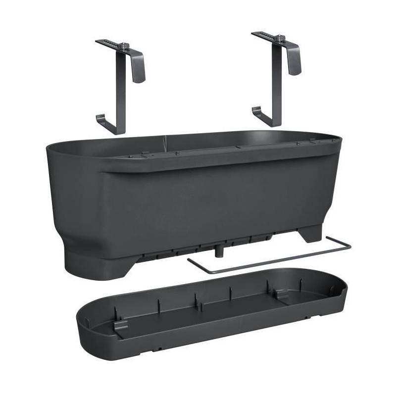 Elho - Elho - Pot De Fleurs  -  Greenville Easy Balcony 52 - Living Noir - Balcon - L 21.2 X W 52 X H 19.4 Cm - Imagen 1