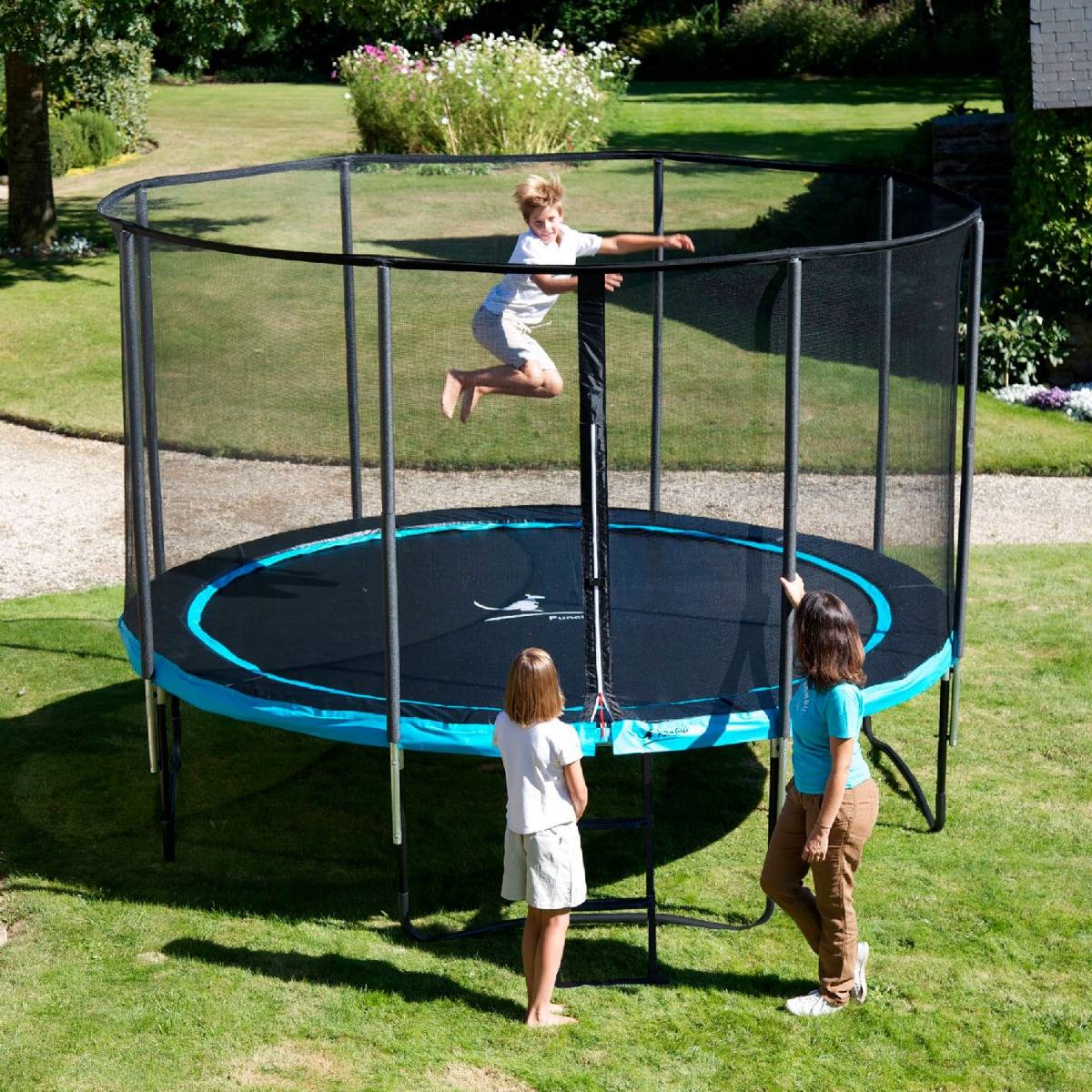 Kangui - Trampoline de jardin Ø 430cm + filet de sécurité - PUNCHI 430 Bleu Kangui - Image 5