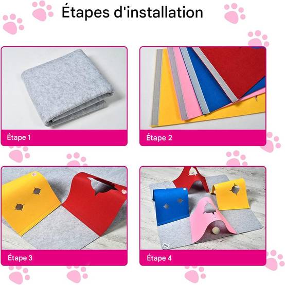 Jouet en feutre épais pour chat, tunnel pliable et modifiable, grande taille 90x90x20 cm Lytech - Image 6